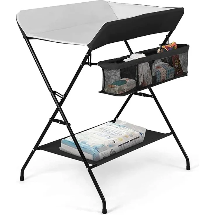 Wickeltisch und Badewanne 2-in-1 für Babys - Von Geburt bis 12 Monate (bis zu 25 kg) - Faltbar und Tragbar (Grau) – Bild 7