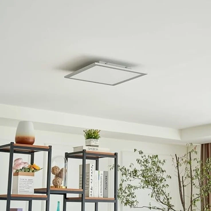 Lindby LED Panel Livel, dimmbar, LED-Lampen, warmweiß, Modern, PMMA, Aluminium, weiß, silber, 1 flammig, inkl. – Bild 3