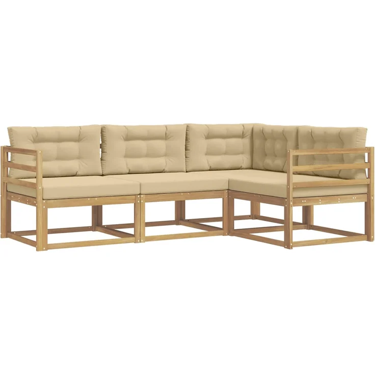 vidaXL Outdoor-Sofagarnitur 4 stk. Weiß und Beige 3386362 – Bild 2