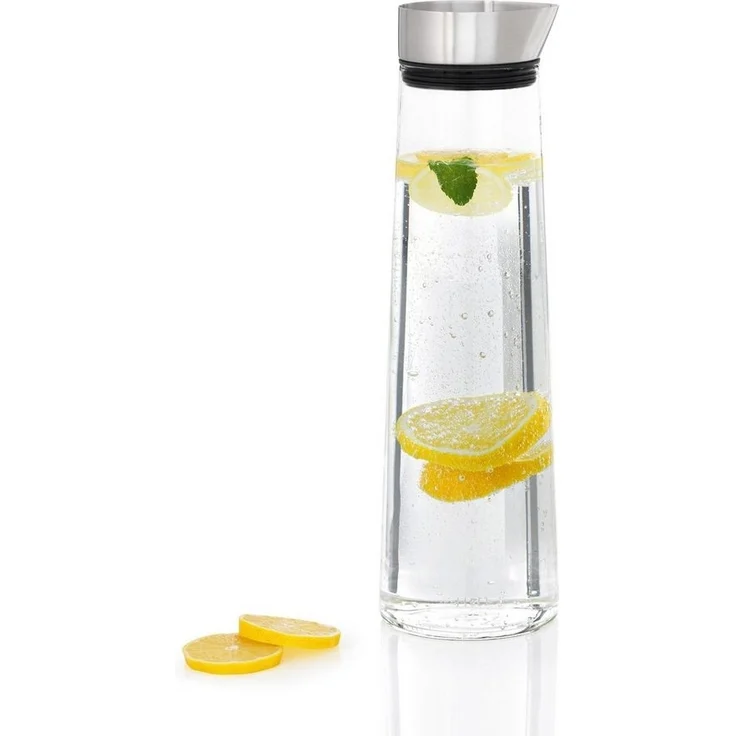 Blomus Wasserkaraffe Acqua, Karaffe, Glaskaraffe, Glas, Edelstahl Deckel, 1. 5 Liter, 63448 – Bild 4