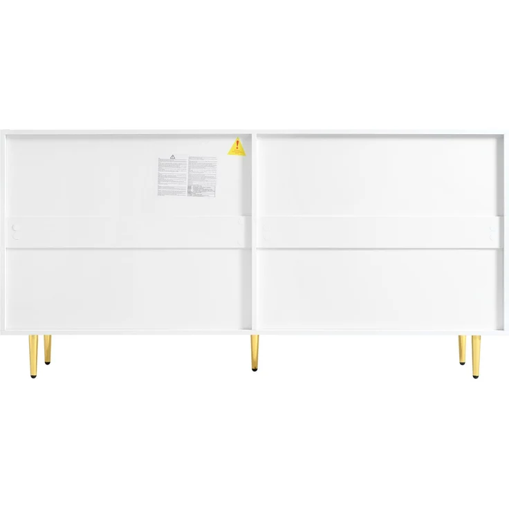 DESVIAE Sideboard mit 4 Türen und verstellbaren Einlegeböden 160x80x40 cm MDF/Spanplatte Weiß – Bild 5