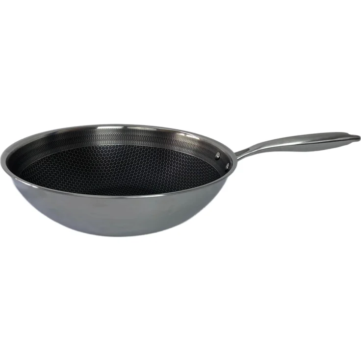 Wok Pfanne Edelstahl Wabenstruktur Ø32cm Induktion Anti Haft Kratzfest – Bild 3