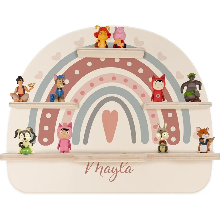 KIDSMOOD - Personalisiertes Tonie Regal für Kinderzimmer | Regenbogen Wand-Regal mit genügend Platz für Tonie-Hör-Figuren, Aussparung für Tonie-Musikbox & Kabelmanagement, Tonie Regal Mädchen & Jungen – Bild 1