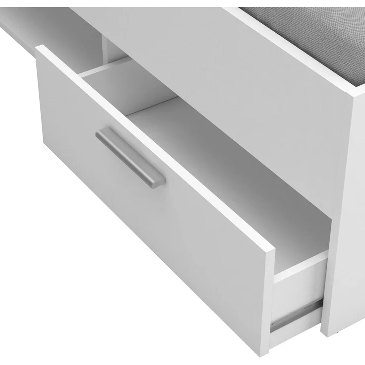 Dmora - Doppelbett VAR, Struktur des Container-Betts, Sommier mit Verkleidung, Matratzenhalterstruktur, 204x145 h74 cm, Mattweiß – Bild 7