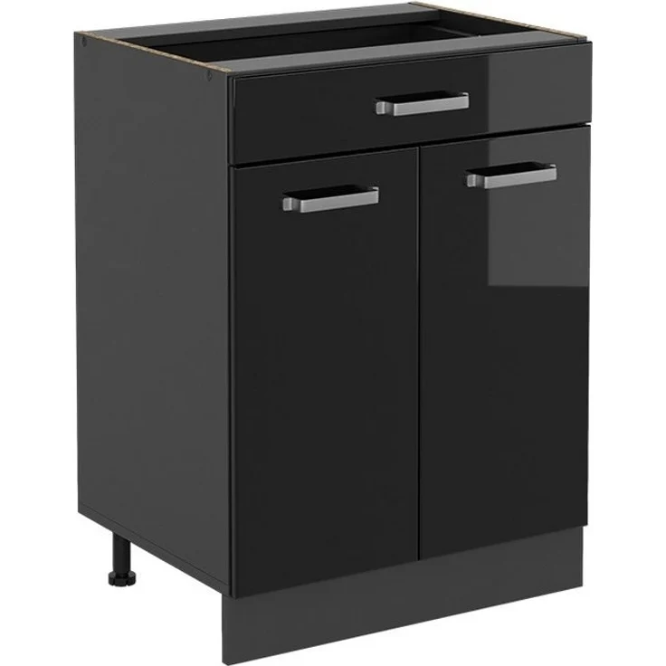 Küchenunterschrank R-Line Schwarz Hochglanz 60 cm mit Schublade, ohne Arbeitsplatte Vicco – Bild 5