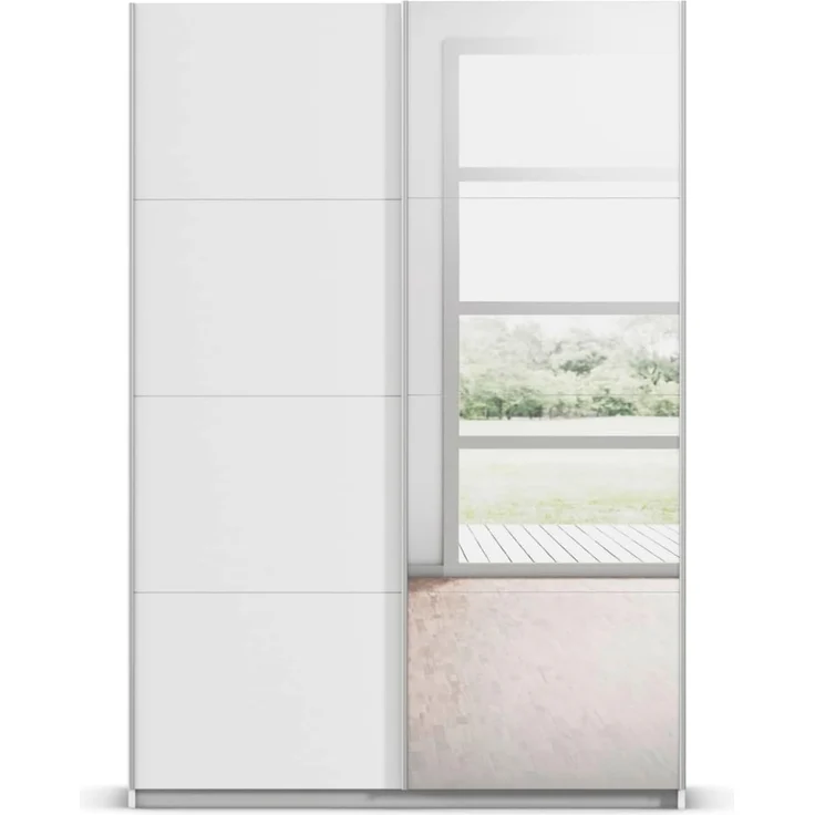 rauch Kleiderschrank, Schwebetürenschrank SUBITO, 2-türig, 1 Spiegeltüre, Alpinweiß, 136 x 197 x 61 cm – Bild 7