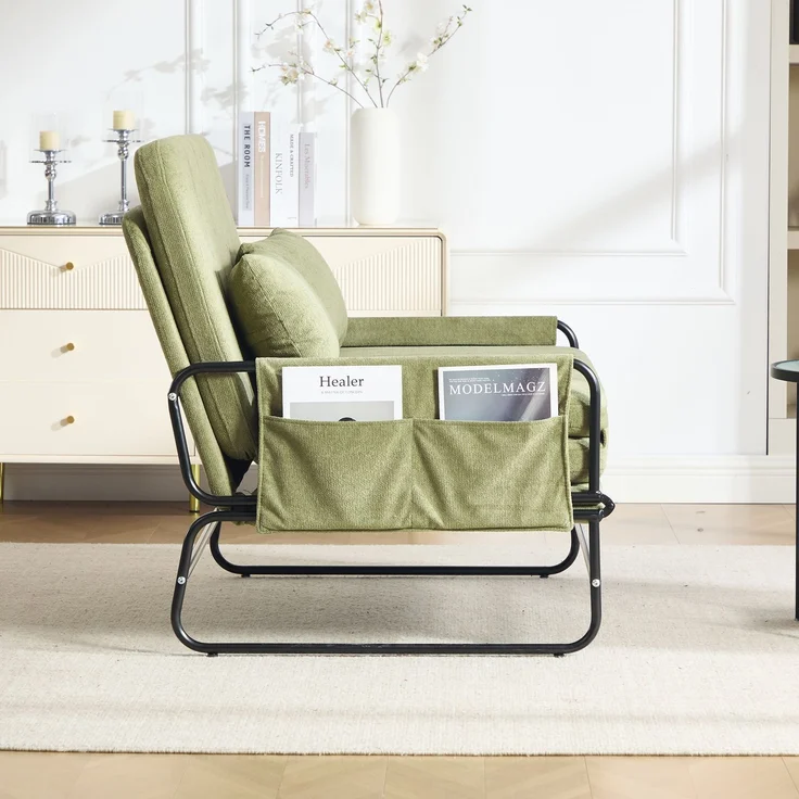 ZUBALIYA Schlafsofa 85x92 cm, mit Stauraum, mit Chenille - Bezug, mit breiten Armlehnen, mit Schaumstoffpolsterung, Schwarz – Bild 10