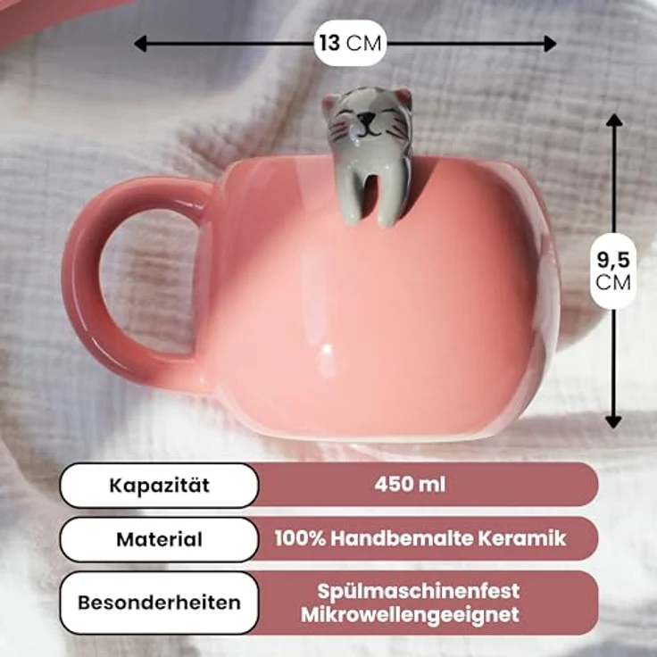 Winkee Becher Pet Friends Kaffeebecher Katze, Keramik – Bild 5