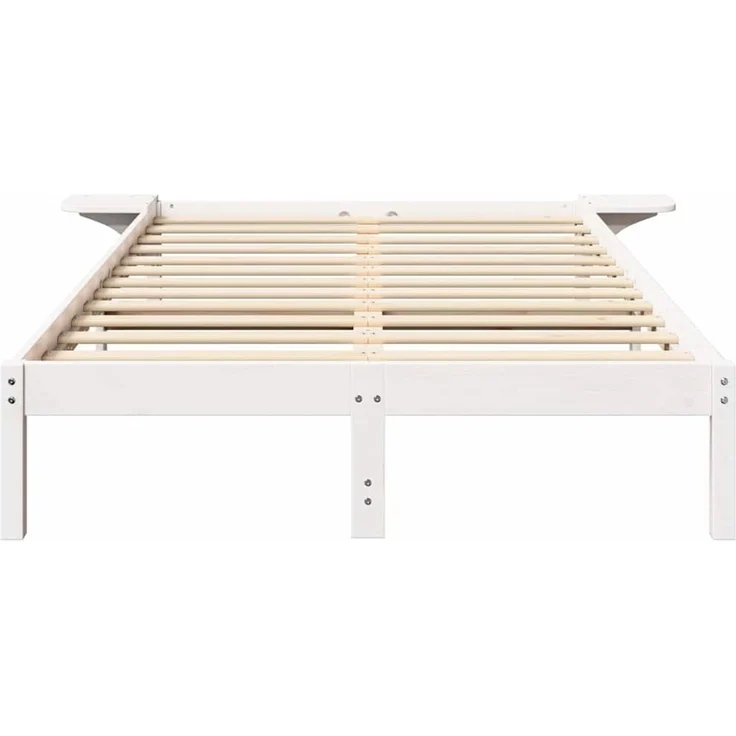 vidaXL Bettrahmen Weiß 135 x 190 cm Massives Kiefernholz 873197 – Bild 5