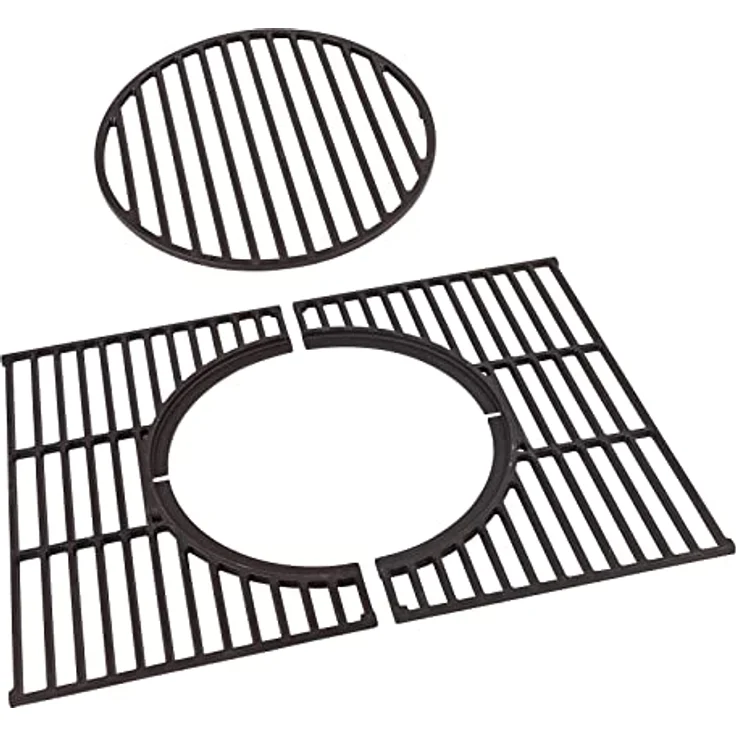 tepro Universal Guss-Grillrost-Set mit Rost-in-Rost-System aus emailliertem Gusseisen mit herausnehmbarer Rostmitte für unterschiedliche Einleger, Farbe schwarz, Maße ca. 41,5 x 55 x 1 cm – Bild 4