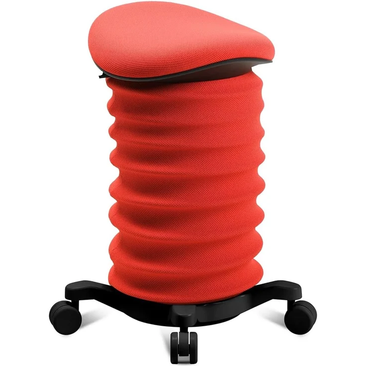 TOPSTAR Sitness 4D mit Rollen - AGR-Zertifiziert Dynamischer Sitzhocker schwarz - coralrot, ergonomischer Bürohocker - höhenverstellbar - stärkt den Rücken - entlastet die Bandscheiben – Bild 1