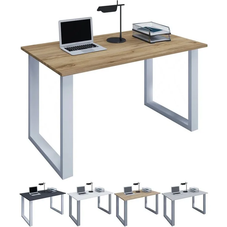 VCM Schreibtisch Lona 914620 Silber / Weiß H. 76 x B. 80 x T. 50 cm