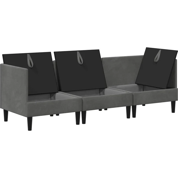 vidaXL Wohnzimmergarnitur mit Kissen 3 pcs Dunkelgrau Samt 3413733 – Bild 4