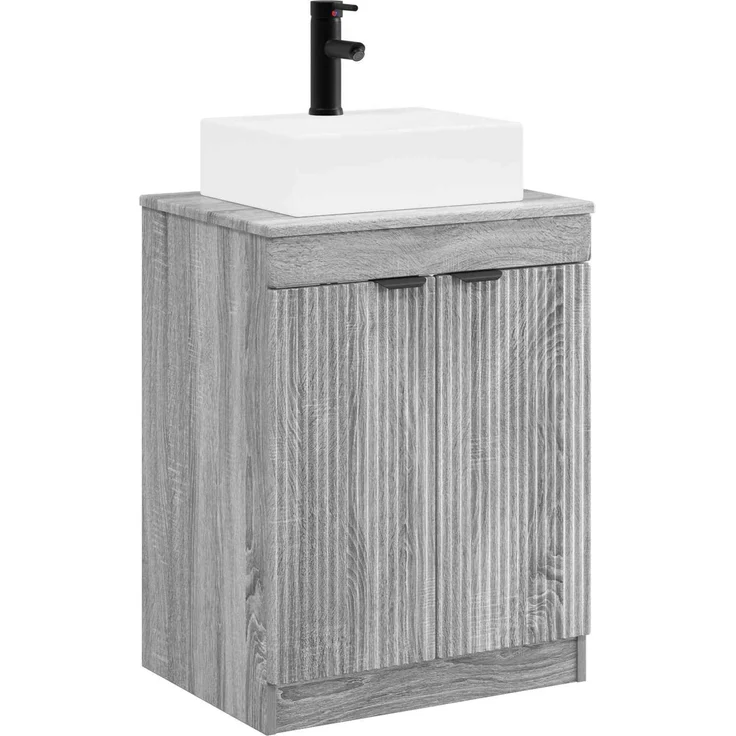 vidaXL Waschbeckenschrank Grau Sonoma 54 x 41 x 99,5 cm Holzwerkstoff 3404246 – Bild 2