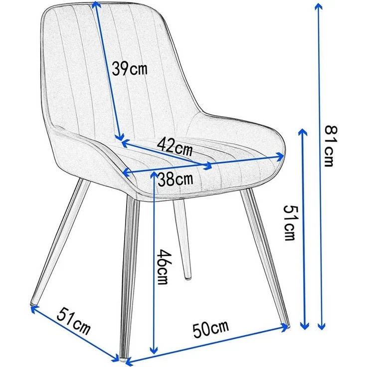 EUGAD Esszimmerstuhl (2 St), Retro, Sitzfläche aus Samt, mit Metallbeine – Bild 2