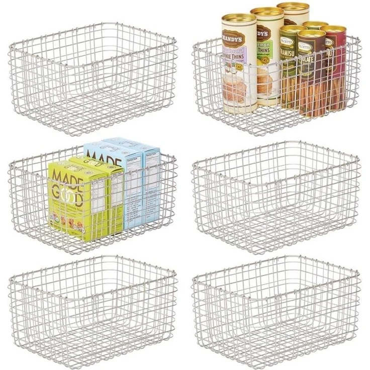 mDesign Allzweckkorb Aufbewahrung Drahtkorb Organizer 6er Set Metall Mattsilber – Bild 9