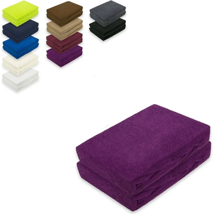 Doppelpack Frottee Spannbettlaken 140 - 160 x 200 cm Lila – Bild 1