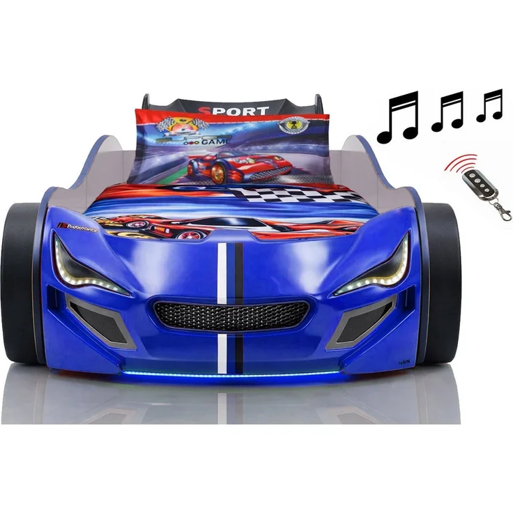 Aileenstore Autobett TURBO GTE (inkl. Zubehör), Kinderbett 90x200, Lattenrost,LED,Unterbodenlicht,Sound,Fernbedienung – Bild 1
