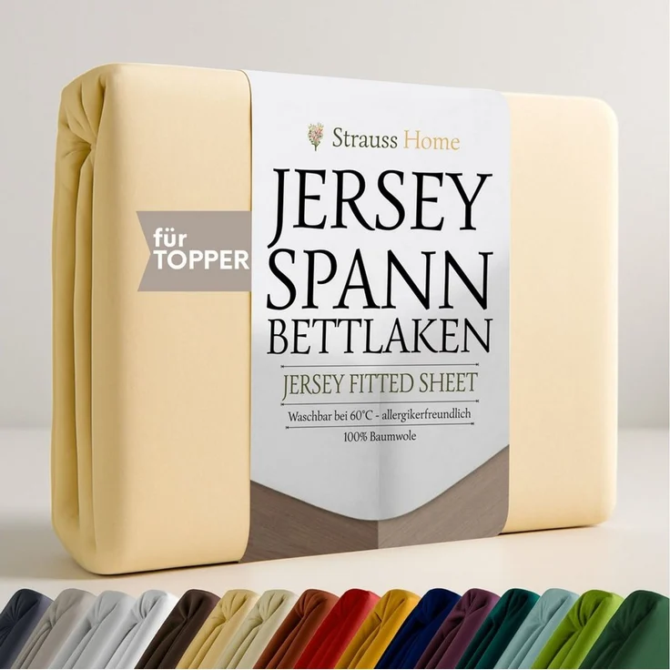 Strauss Home Spannbettlaken Premium Topper Spannbettlaken 150GSM für Matratzen-Topper 10cm Höhe, Gummizug: Rundumgummi, für Topper mit einer Höhe von 10cm, OEKO-TEX zertifiziert – Bild 1