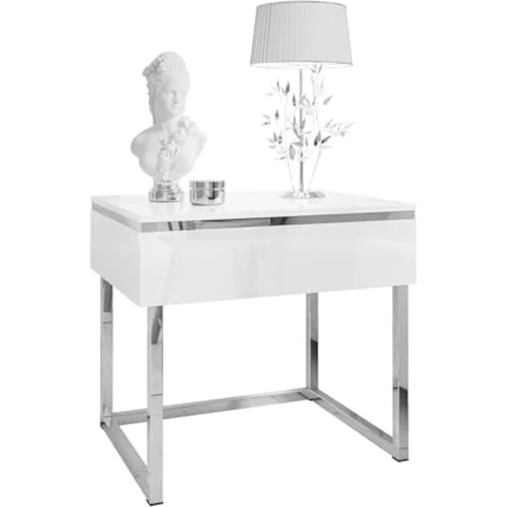 Lookway Nachttisch AURORA SILVER auf silbernem Gestell (1x Nachttisch), Breite: 48 cm – Bild 1