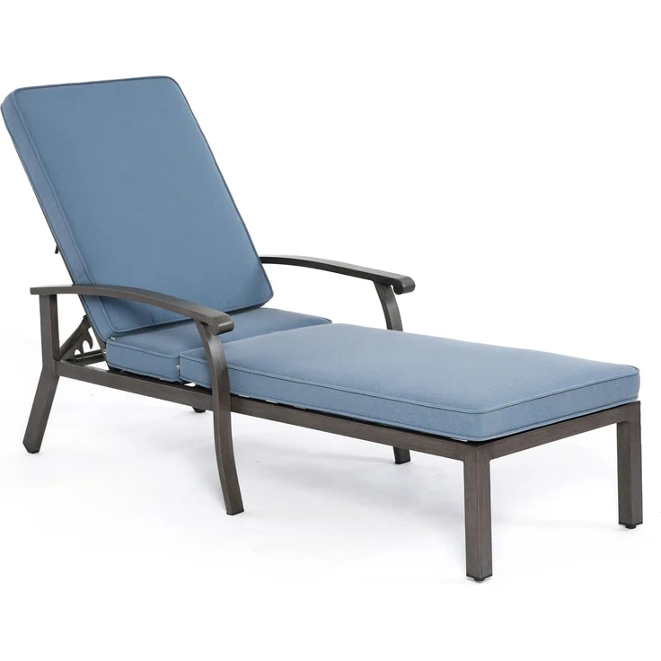 LVHOM Luxus Sonnenliegen 1 St, Verstellbare Aluminium-Liege mit Kissen, Gartenliege Rostfrei/wasserfest, 60 x 183 x 39 cm – Bild 1