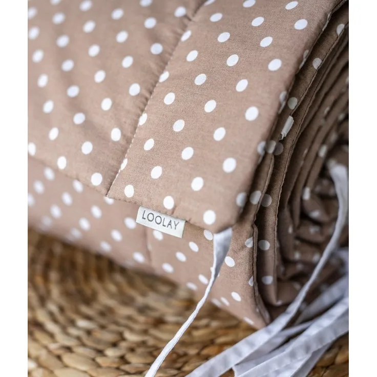 Loolay Bettnestchen Taupe BRAUN Punkte Bettumrandung Babybett 420, 360, 210, 180 x 30cm, (Babynestchen Bettsprossen Kopfschutz Baby Ausstattung Neugeborene Premium GECHENK, 100% Baumwolle Babybett Bettschutzgitter Umrandung), LOOLAY® - 100% Europäische...