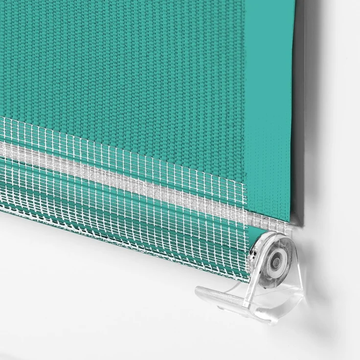 Doppelrollo Klemmfix ohne Bohren 120x210 cm Türkis Duo Rollo Klemmrollo Sonnenschutzrollo Fensterrollo für Fenster & Türen Zebrarollo Seitenzugrollo – Bild 5