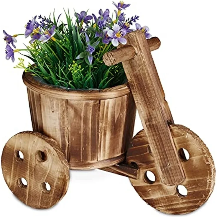 relaxdays Pflanzschale Blumenfahrrad aus Holz