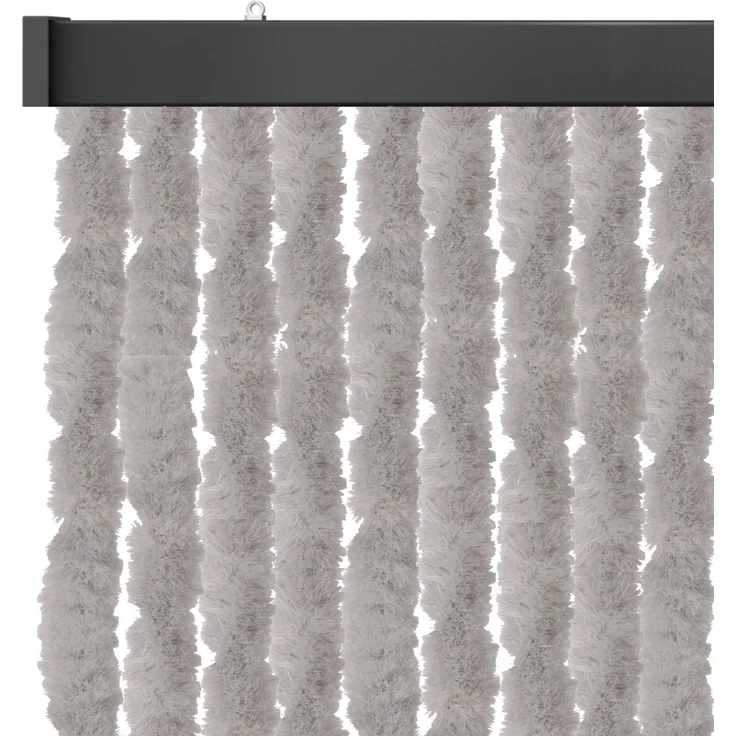 Flauschvorhang 80x220 cm in Unistreifen grau, perfekter Insekten- und Sichtschutz für Ihre Balkon- und Terrassentür, viele Farben – Bild 1