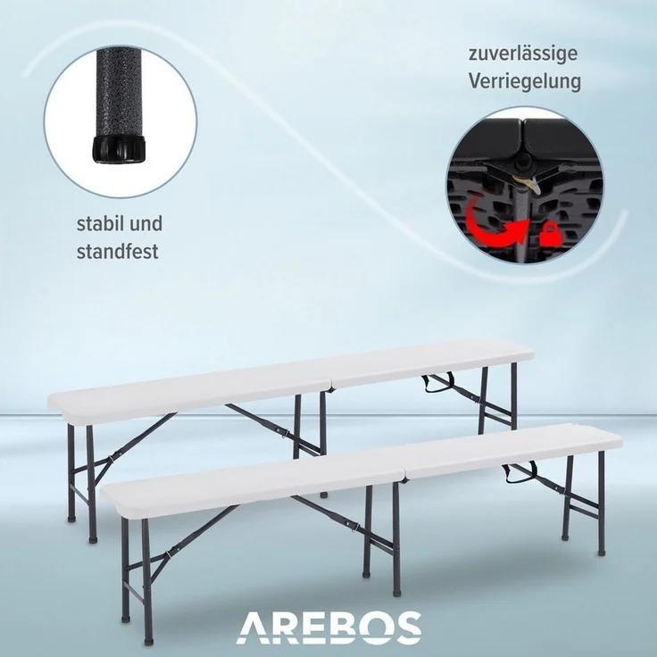 Arebos Bierzeltgarnitur 2x Bierbank I Faltbank I Klappbar – Bild 3