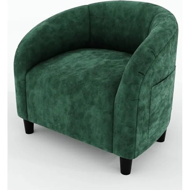 GarveeHome Sessel Wohnzimmer Loungesessel Relaxsessel, Lesesessel mit Leinenoptik, Polstersessel für Schlafzimmer，Akzentstuhl mit Samtstoff (Grün)