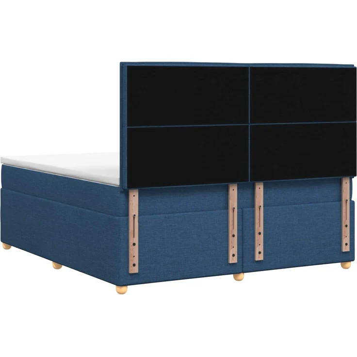 vidaXL Boxspringbett mit Matratze mit Kopfteil Blau 160 x 200 cm Stoff 3453920 – Bild 8