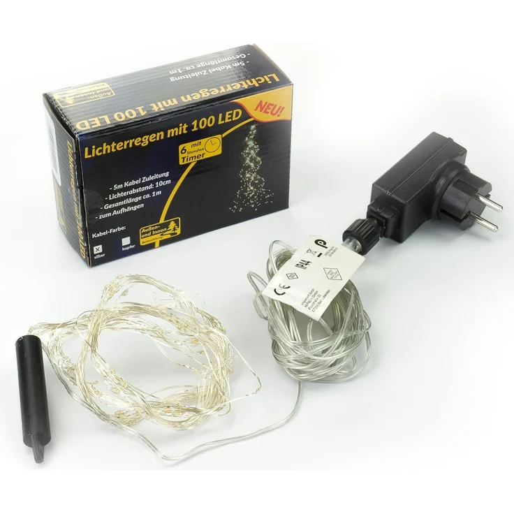 Nipach LED-Lichterkette BA11011 LED Lichterbündel Silberdraht 100er warmweiß – Bild 7