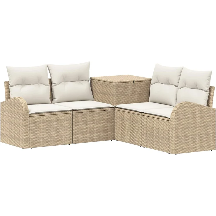vidaXL Sofa Set 5 stk. Beige und Cremeweiß Polyrattan und Stahl 3447782 – Bild 2