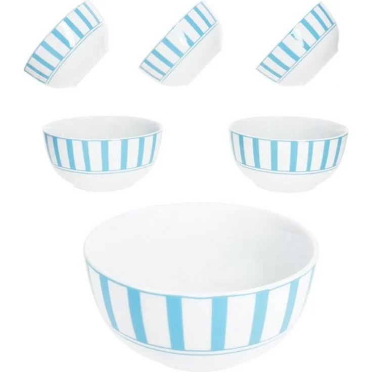 MamboCat Müslischale Split türkis 6x Müsli-Schale Ø14cm 400ml Porzellan Streifen, Porzellan – Bild 4