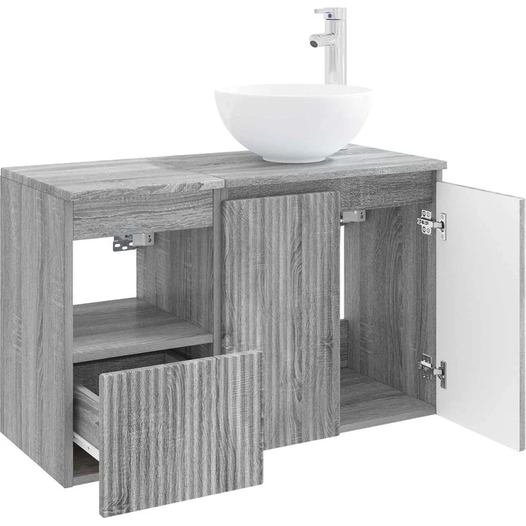vidaXL Badezimmerschrank-Set 2 stk. Grau Sonoma 79,5 x 35 x 80 cm 3404030 – Bild 4