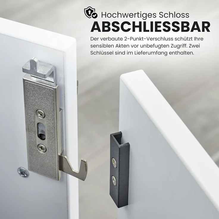 bümö Aktenregal & Schrank abschließbar, Büroschrank Regal Kombination Holz 80cm breit in Graphit/Eiche - abschließbarer Schrank für's Büro & Arbeitszimmer, Büro Möbel Ordnerschrank, 968T2-G-E-BS – Bild 2