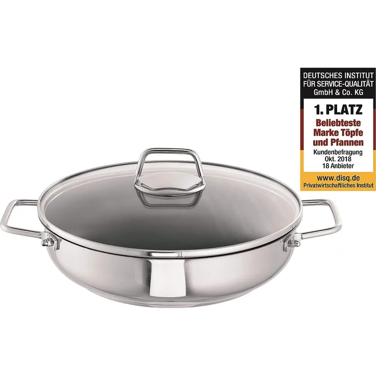 Schulte-Ufer 'Wega' Schmorpfanne, inkl. Deckel, Schmortopf, Edelstahl silber, Ø 26 cm