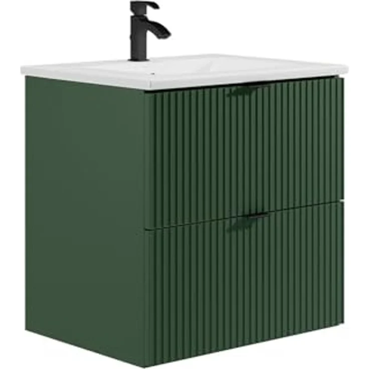 Vente-unique - ZEVINI Waschbeckenmöbel Holz, Platte Grün - B 47 cm x H 60 cm x L 60 cm – Bild 1