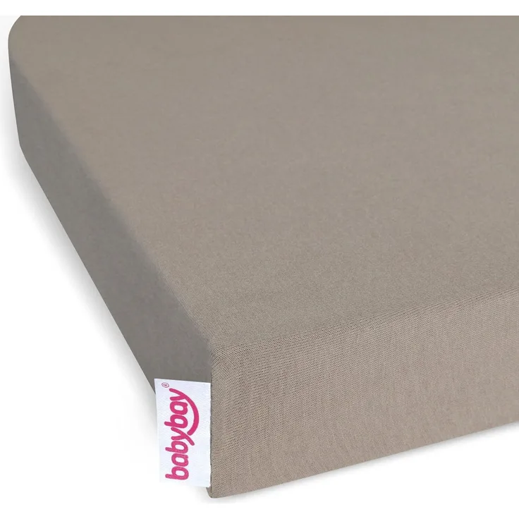 Babybay Jersey Spannbettlaken nougat für Babybay Original, Maxi, Midi, Mini und Boxspring mit Verlängerungsseite
