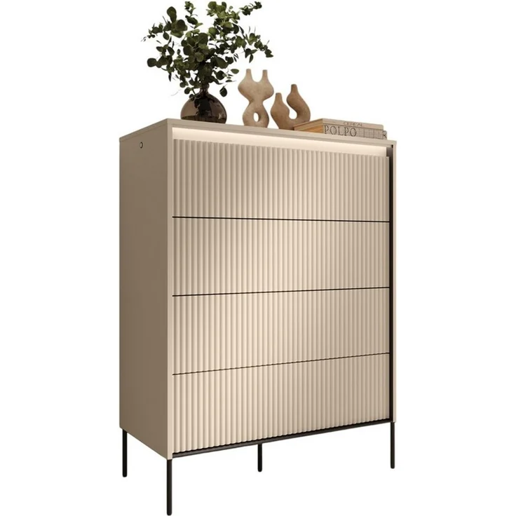 Compleo Kommode mit 4 Schubladen FLORE, Geräumig, modern und funktional, Schubladenschrank mit LED-Beleuchtung – Bild 5
