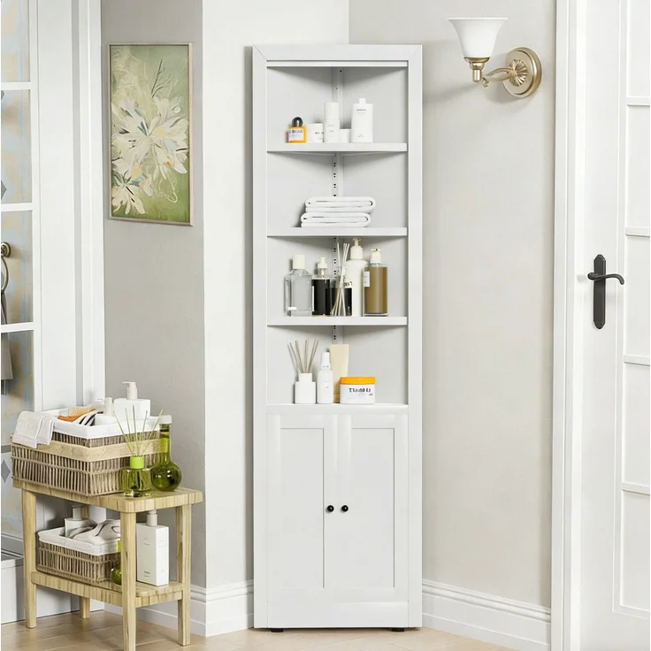 Eckschrank 52×26,5×180 cm aus Metall mit 2 Türen und verstellbaren Böden – Bild 1