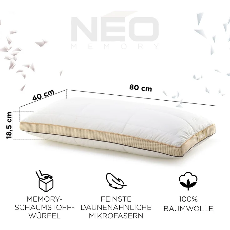 Vitapur KOPFKISSEN NEO Microfaser Weiß 40×80 (H 18.5 x T 40 x B 80 cm) – Bild 3