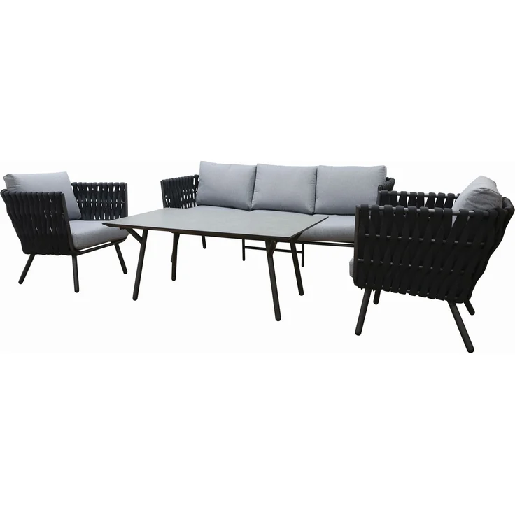 Gardissimo REANA Rope Alu Lounge Gartenmöbel Set Sitzgruppe schwarz Lana – Bild 9