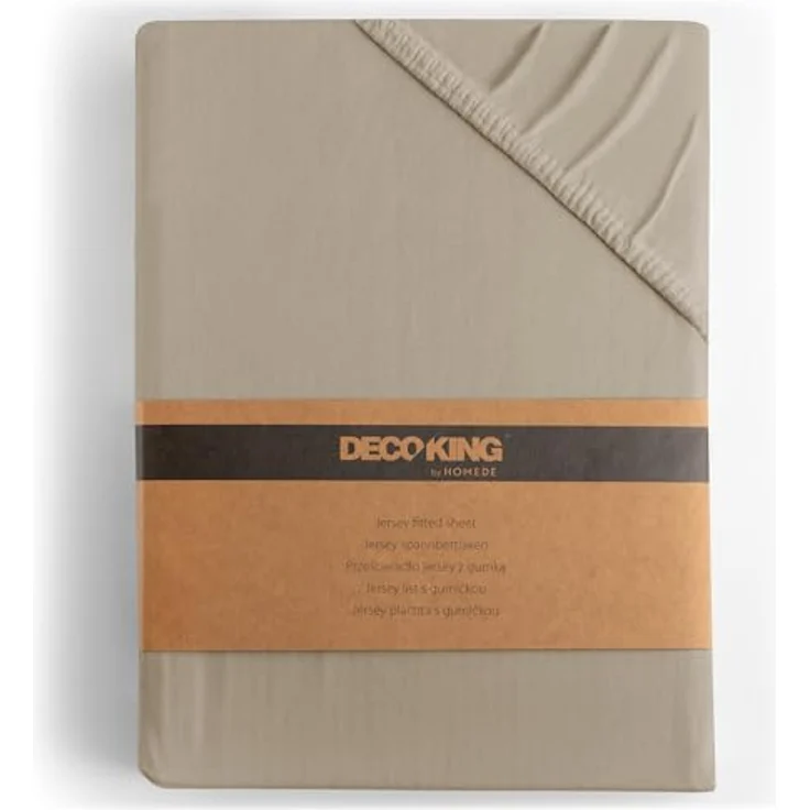 DecoKing Spannbettlaken 100x200 120x200 cm 100% gekämmte Baumwolle Cappuccino Spannbetttücher Jersey Boxspringbett Amber 100x200 120x200 – Bild 2