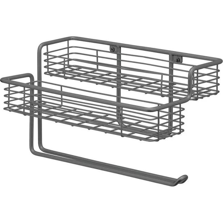 mDesign Küchenrollenhalter Papierrollenhalter Gewürzregal Organizer Metall Grau – Bild 1
