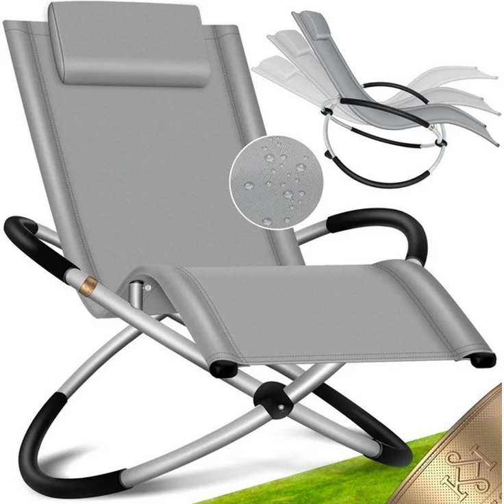 KESSER® Relaxliege Liegestuhl | Gartenliege | Gartenstuhl | Klappstuhl faltbar | Schwungliege | Schaukelsessel | ergonomische Relaxsessel | wetterfest | 180 kg Belastung | 174 x 78 x 89 cm Grau – Bild 4