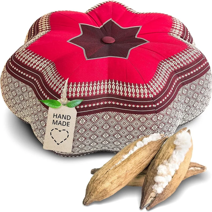 livasia Meditationskissen Zafukissen Stern groß, vegan und handgefertigt, Ø 40x20cm, Kapok
