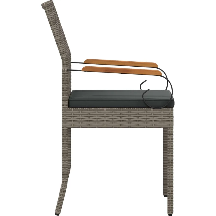 vidaXL Gartenstühle 4 Stk. Grau und Dunkelgrau Poly-Rattan und Akazie 42025886 – Bild 7