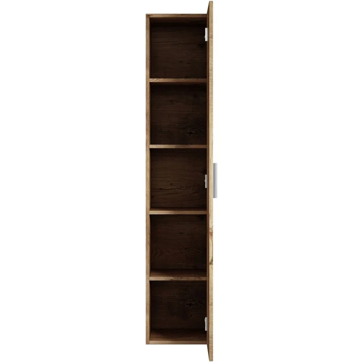 Badplaats Badezimmerschrank Pluto 30 x 30 x 150 cm Kastanien Eiche - Hoch Badschrank mit 1 Tür – Bild 2
